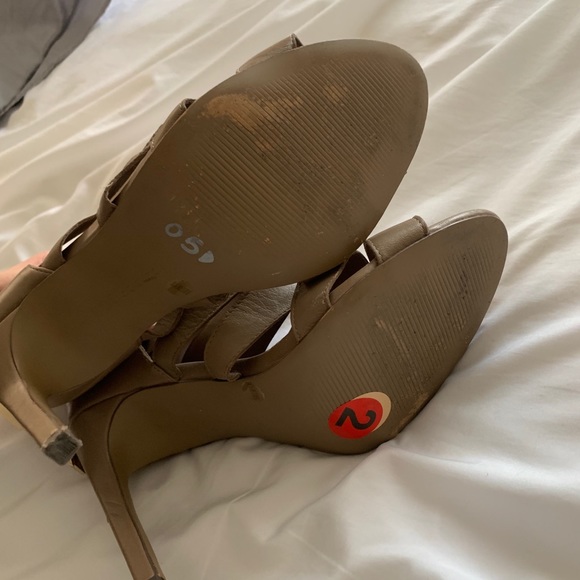 Strappy Heels - leather, stiletto, nude beige 8.5 - Picture 6 of 7